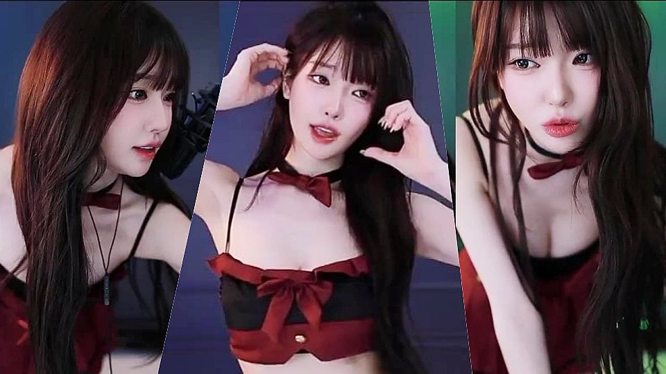 韩国BJ - m0m099热辣红裙妹妹，颜值身材不输爱豆
